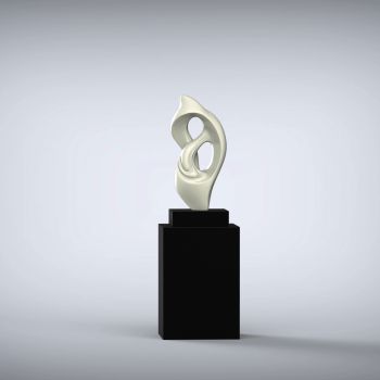 Evolution 127cm Ivory Contemporary Sculpture on Pedestal