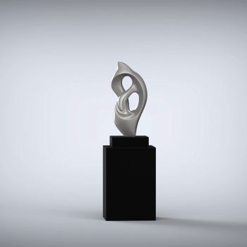 Evolution 127cm Silver Contemporary Sculpture on Pedestal