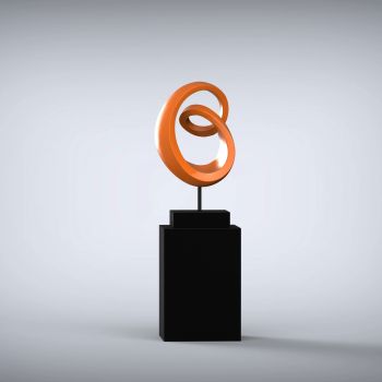 Eternity 138cm Orange Contemporary Sculpture on Pedestal
