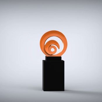 Eclipse 117cm Orange Contemporary Sculpture on Pedestal