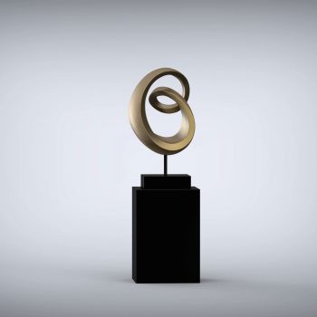 Eternity 138cm Gold Contemporary Sculpture on Pedestal