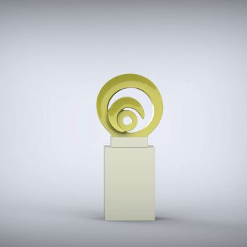 Eclipse 117cm Yellow Contemporary Sculpture on Pedestal