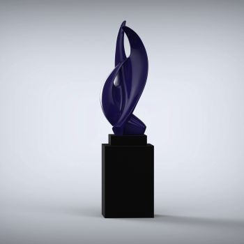 Perpetual 159cm Dolphin Blue Contemporary Sculpture on Pedestal