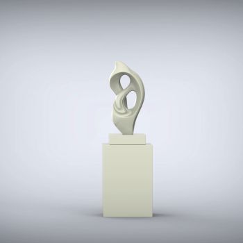 Evolution 127cm Ivory Contemporary Sculpture on Pedestal
