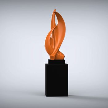 Perpetual 159cm Orange Contemporary Sculpture on Pedestal