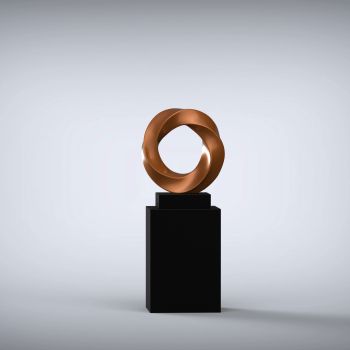 Halo 115cm Copper Contemporary Sculpture on Pedestal