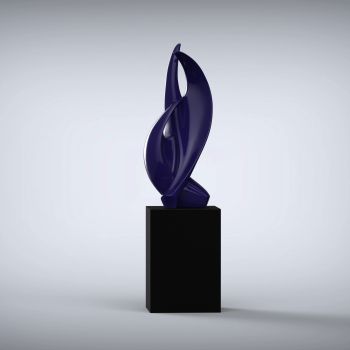 Perpetual 152cm Dolphin Blue Contemporary Sculpture on Pedestal