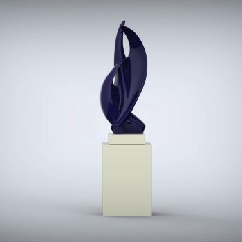 Perpetual 159cm Dolphin Blue Contemporary Sculpture on Pedestal