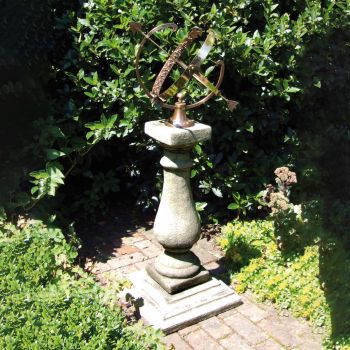 Baluster Large Armillary Stone Sun Dial - Garden Sundial