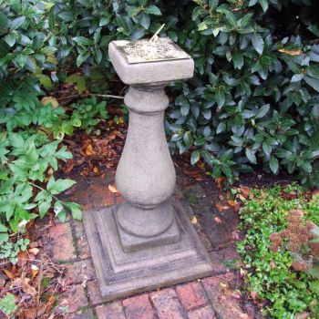 Baluster Brass Stone Sun Dial - Garden Sundial
