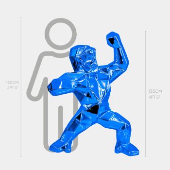 Polygon Gorilla 135cm Blue Resin Indoor Sculpture