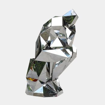 The Thinker 130cm Silver Geometric Metal Garden Sculpture