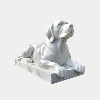 Noble Dog 90cm White Marble Garden Statue v1