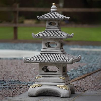 Three Tier Japanese Pagoda Lantern - Large Chinese Garden Ornament