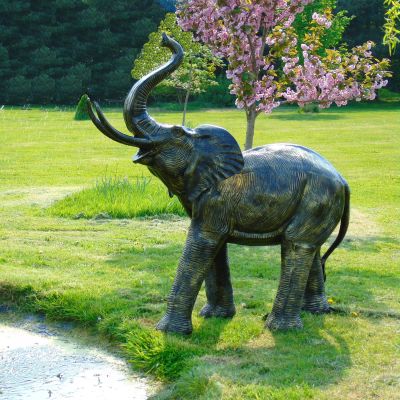 African Elephant Bronze Metal Garden Statue