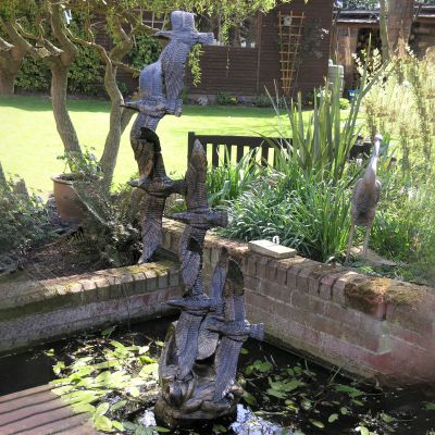 Flight of Seagulls Bronze Metal Garden Statue