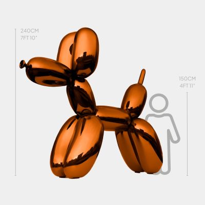 Balloon Dog 240cm Orange Metal Garden Sculpture