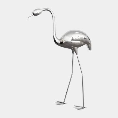 Pure Flamingo 130cm Silver Metal Garden Sculpture
