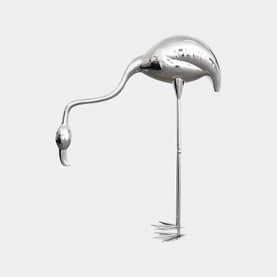 Pure Flamingo 124cm Silver Metal Garden Sculpture