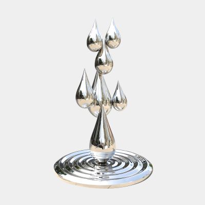 Raindrop Ripples 120cm Silver Metal Garden Sculpture