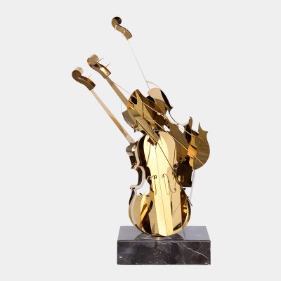 Violin Fusion 80cm Gold Metal Indoor Sculpture
