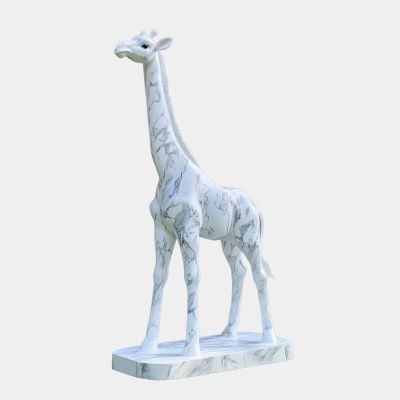 Gigantic Giraffe 350cm White Marble Garden Statue v6