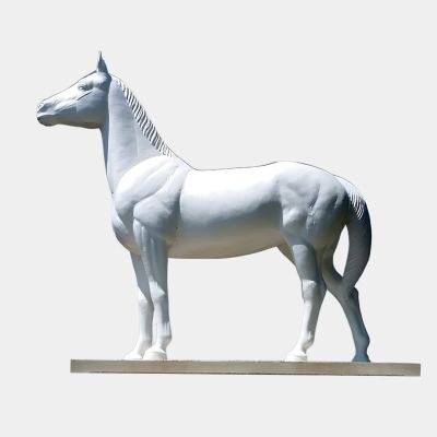 Majestic Horse 220cm White Marble Garden Statue