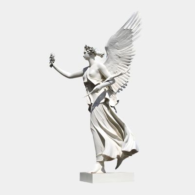 Divine Angel 300cm White Marble Garden Statue