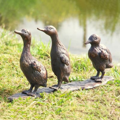 Baby Ducklings Bronze Metal Garden Ornaments