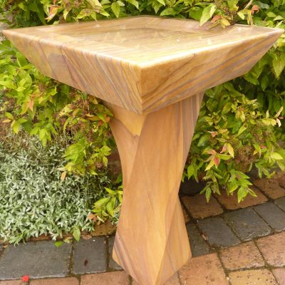 Twisting Rainbow Sandstone Birdbath - Garden Bird Bath Feeder