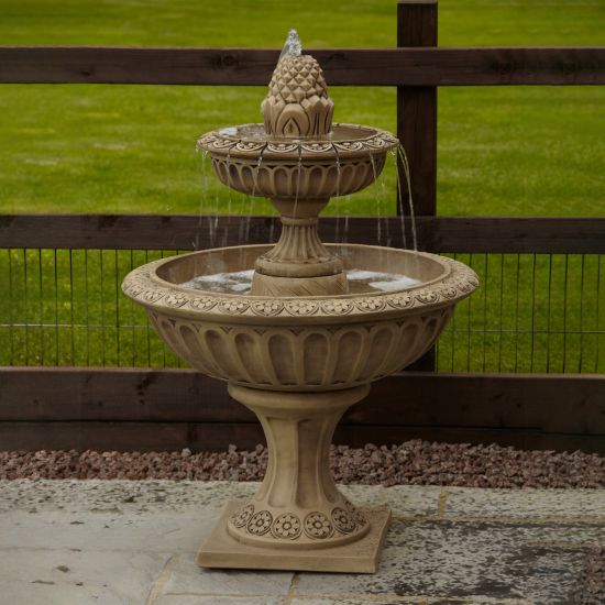 Pineapple Two Tier Stone Fountain Garden Water Feature