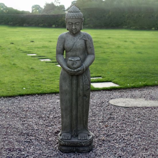 Contemplation Standing Buddha Stone Garden Statue