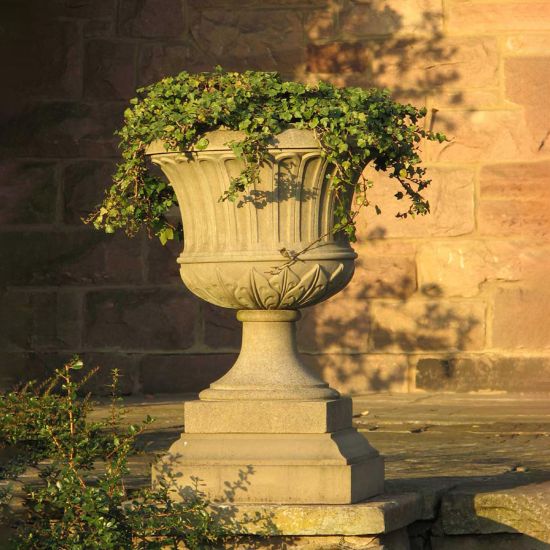 Kensington Urn Stone Garden Planter on Plinth