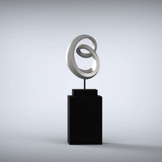 Eternity 138cm Silver Contemporary Sculpture on Pedestal