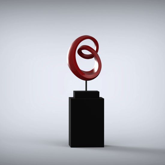 Eternity 138cm Red Contemporary Sculpture on Pedestal