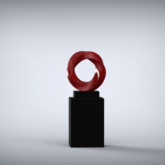 Halo 115cm Red Contemporary Sculpture on Pedestal