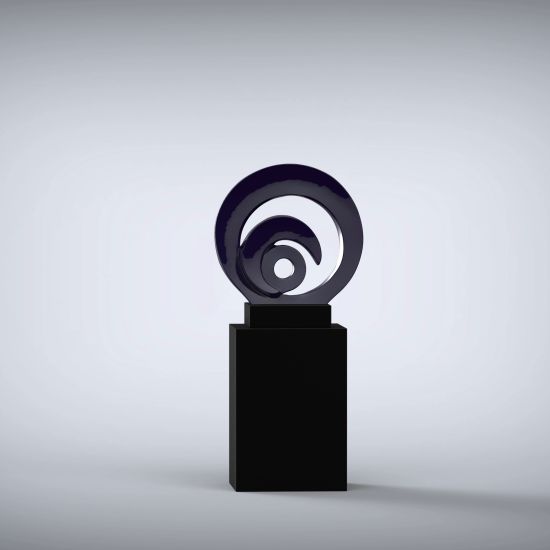 Eclipse 117cm Violan Blue Contemporary Sculpture on Pedestal