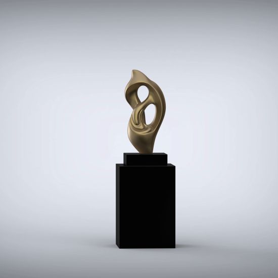 Evolution 127cm Gold Contemporary Sculpture on Pedestal