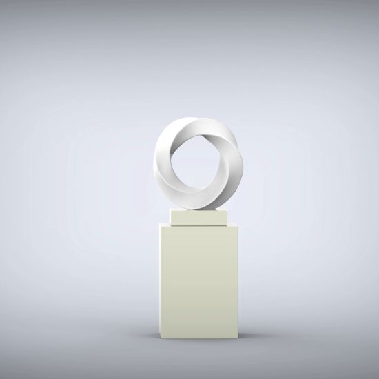 Halo 115cm White Contemporary Sculpture on Pedestal