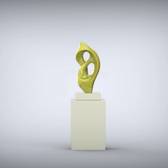 Evolution 127cm Yellow Contemporary Sculpture on Pedestal