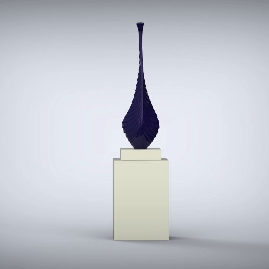 Nucleus 160cm Dolphin Blue Contemporary Sculpture on Pedestal