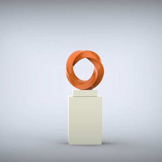 Halo 115cm Orange Contemporary Sculpture on Pedestal