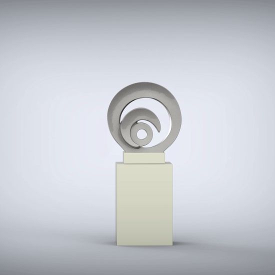 Eclipse 117cm Silver Contemporary Sculpture on Pedestal