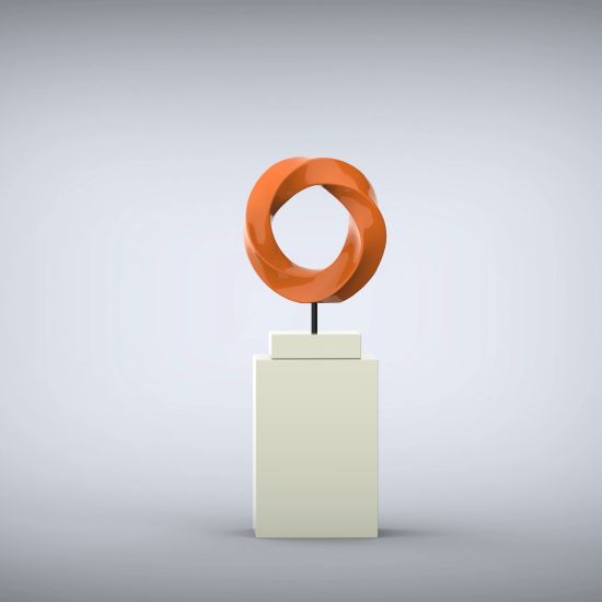 Eternal 125cm Orange Contemporary Sculpture on Pedestal