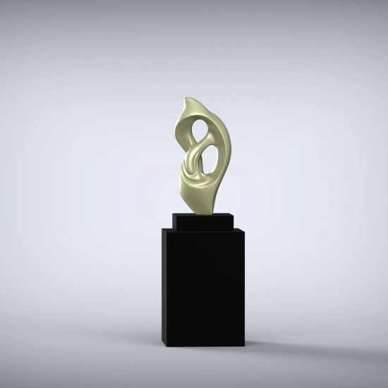 Evolution 127cm Champagne Contemporary Sculpture on Pedestal