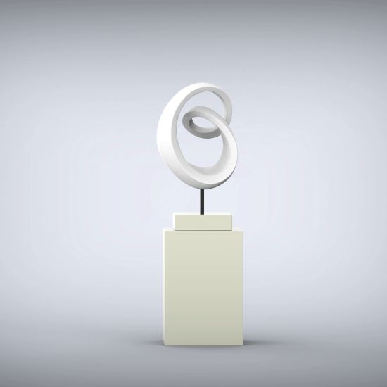 Eternity 138cm White Contemporary Sculpture on Pedestal