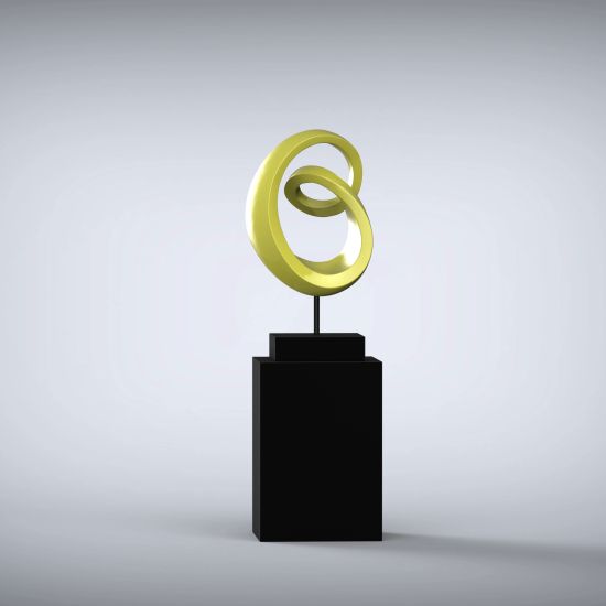 Eternity 138cm Yellow Contemporary Sculpture on Pedestal