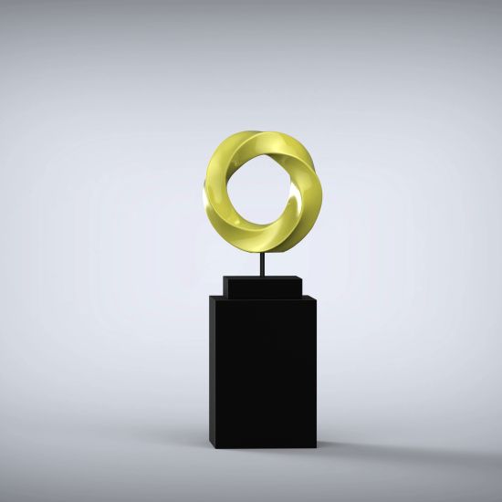 Eternal 125cm Yellow Contemporary Sculpture on Pedestal