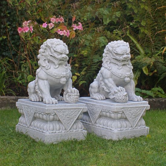 Foo Dogs 45cm Granite Resin Garden Statues