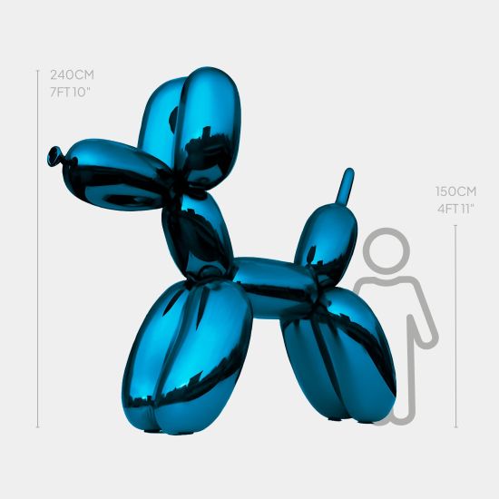 Balloon Dog 240cm Blue Metal Garden Sculpture
